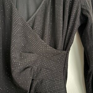 Elegant SHIMMER Black Long Sleeve Calvin Klein Dress